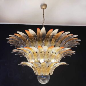 Amber Clear Pink White Glass Pendant Lamp