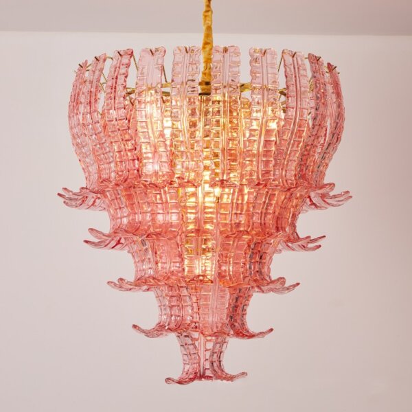 7-13 Heads Pink Clear Glass Pendant Light - 图片 3