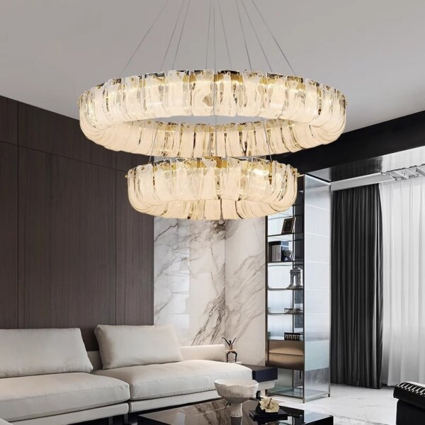 18-68 Heads Round White Glass Pendant Lamp - 图片 3