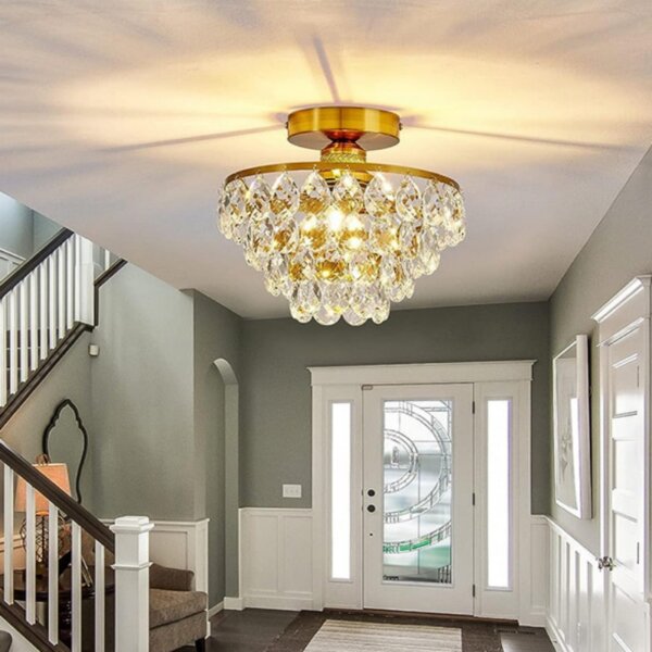 D30cm Crystal Gold Black Ceiling Lamp - 图片 4