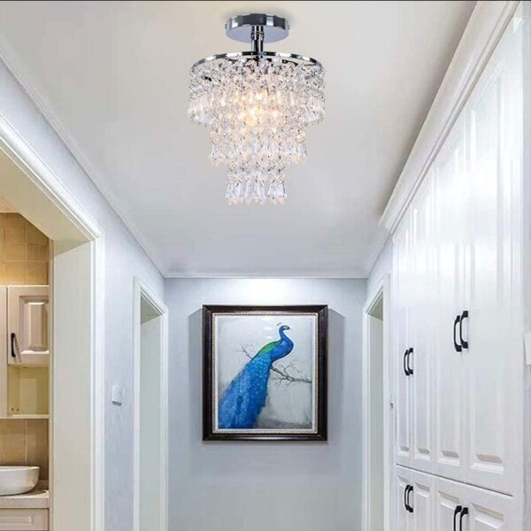 D20cm Gold Small Crystal Ceiling Light - 图片 3