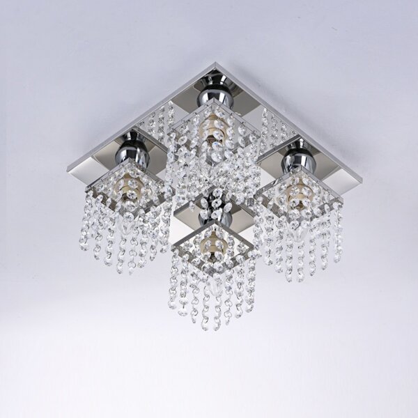 4 Heads Square Crystal Ceiling Light - 图片 3