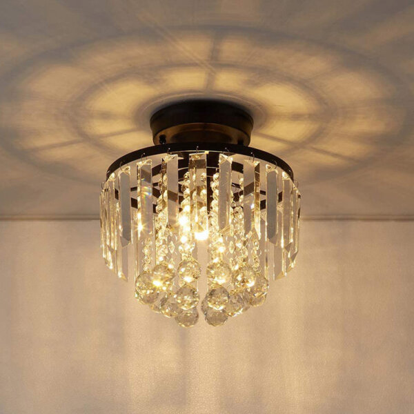 E14 Round Iron Crystal Ceiling Light - 图片 3