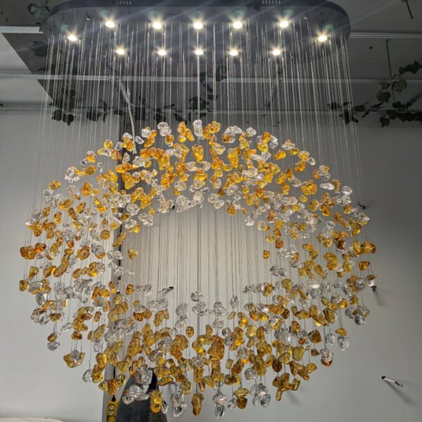 Gold Green Blue Custom Glass Chandelier - 图片 3