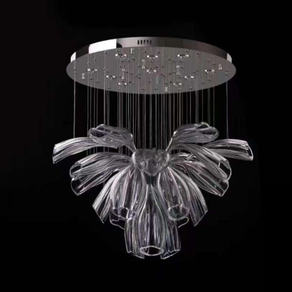 Gold Transparent Petal Custom Glass Chandelier - 图片 3