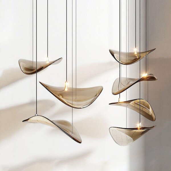 Gold Transparent Grey Custom Round Glass Chandelier - 图片 3
