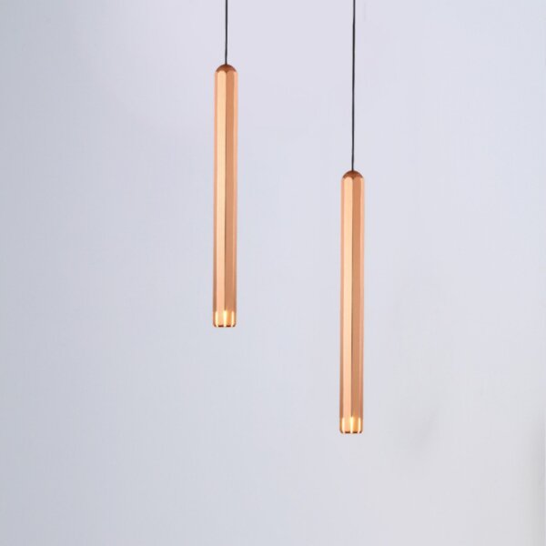 H30CM Linear Tube Rose Gold Gray Pendant Lamp - 图片 3