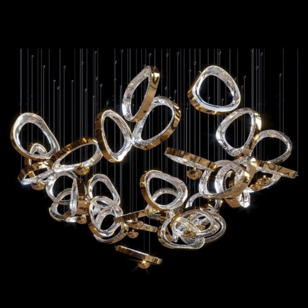 Gold Transparent Circle Custom Glass Chandelier - 图片 3