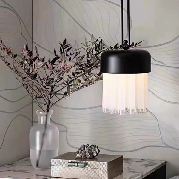 H183CM Black Hardware Glass Pendant Lamp - 图片 3
