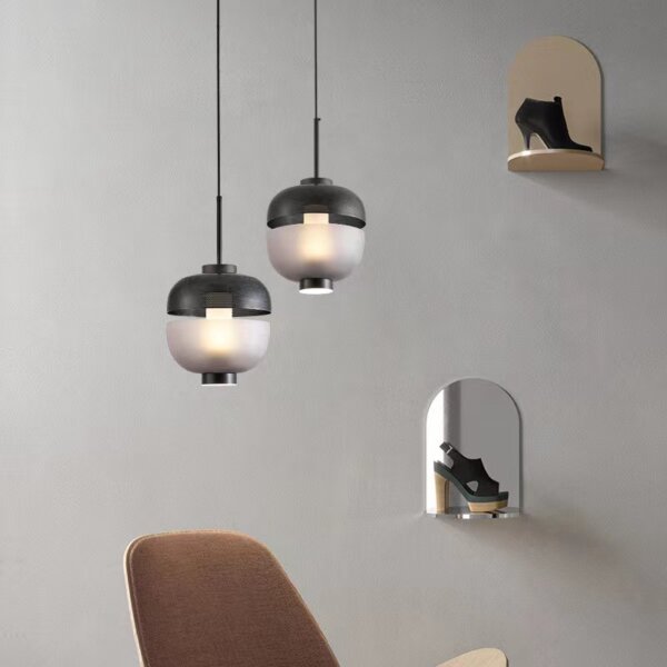 D24CM Glass Ball Black Pendant Lamp - 图片 3