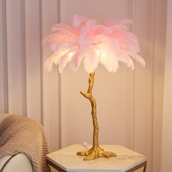 LED Resin Pink Purple Feather Floor Light - 图片 5