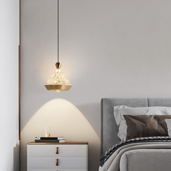 D12cm Conical Golden Black Pendant Lamp - 图片 4