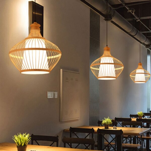 E27/E26 Bamboo Woven Lantern Pendant Light - 图片 4