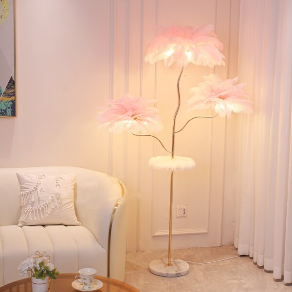 H180CM Tree Feather Floor Lamp - 图片 4