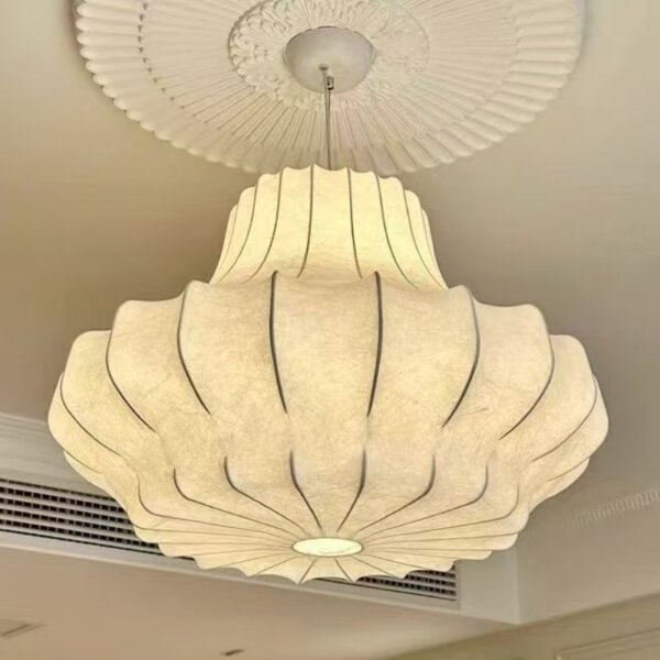 E27/E26 White Silk Iron Pendant Light - 图片 4