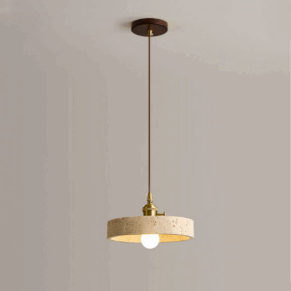 H11cm Yellow Travertine Stone Pendant Lamp - 图片 5