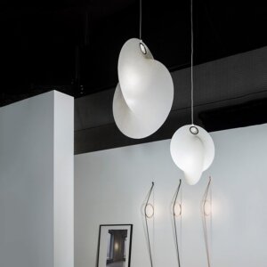 H74CM White Artificial Silk Pendant Lamp