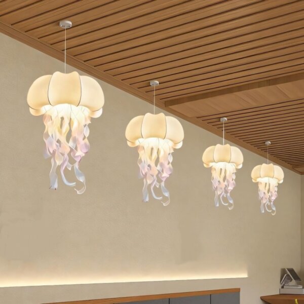 D50cm Jellyfish Silk Pendant Light - 图片 4