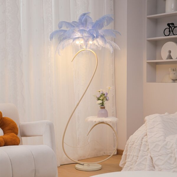 H160CM S-Shaped Colorful Feather LED Floor Light - 图片 4