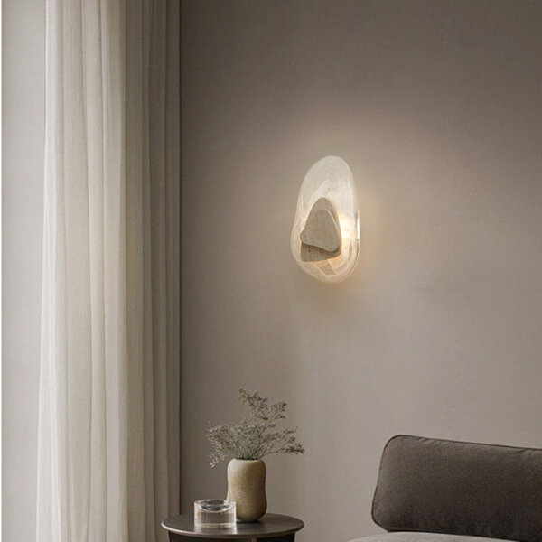 Wabi-Sabi Style LED Stone Wall Lamp - 图片 4