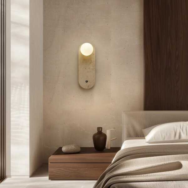 G9 Wood Glass Yellow Stone Wall Lamp - 图片 4