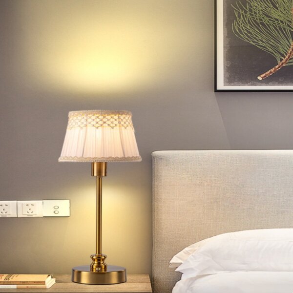 H37cm Fabric Antique Brass Table Lamp - 图片 4