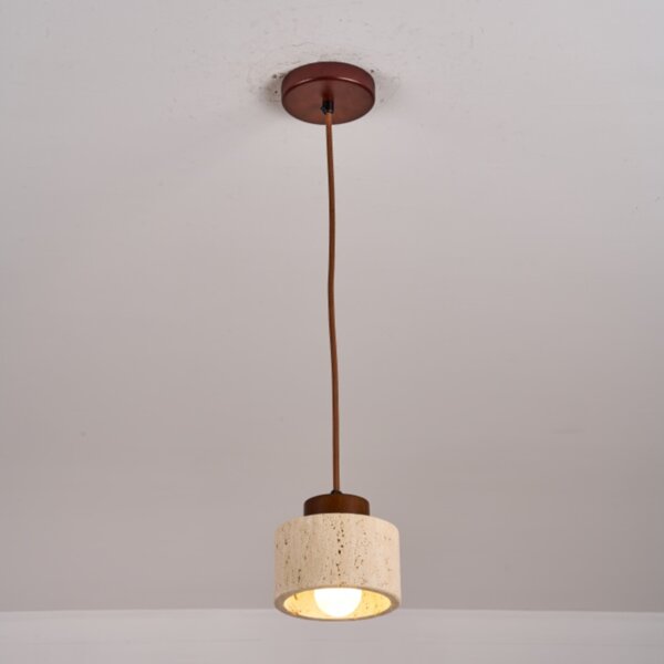 D12cm Yellow Cylinder Stone Pendant Lamp - 图片 4