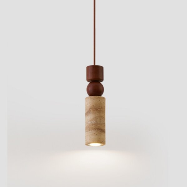 H28cm Vintage Yellow Travertine Pendant Lamp - 图片 4