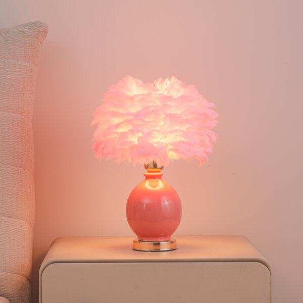 H40cm Colourful Ceramic Feather Table Light - 图片 4