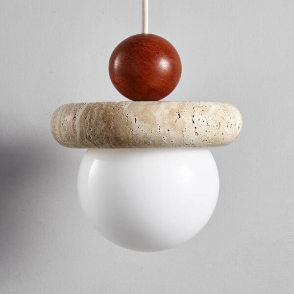 H22CM Ball Yellow Travertine Pendant Light - 图片 4