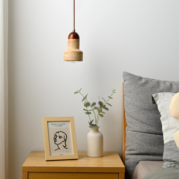 H18cm Natural Stone LED Pendant Lamp - 图片 4