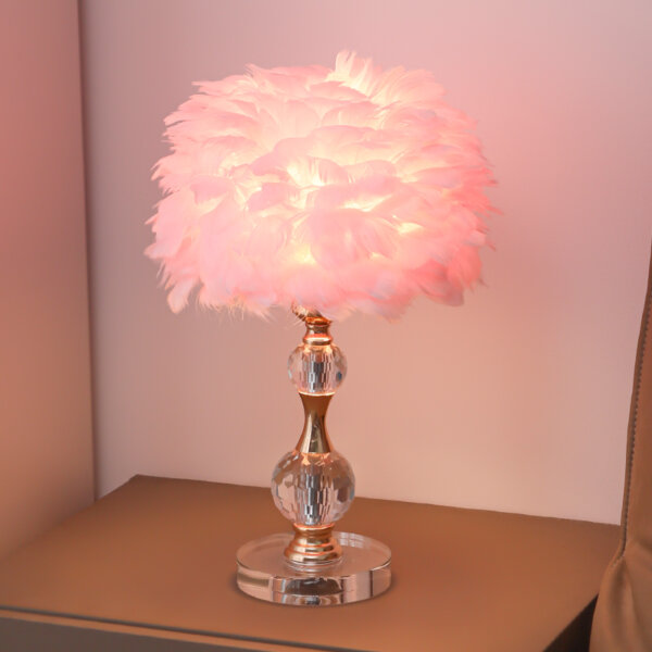 H45cm Hardware Crystal Feather Table Lamp - 图片 4