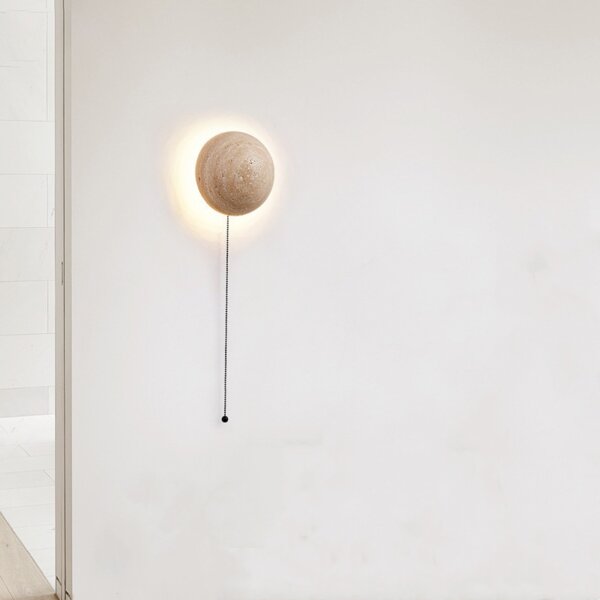 D15cm Yellow Travertine LED Wall Lamp - 图片 4