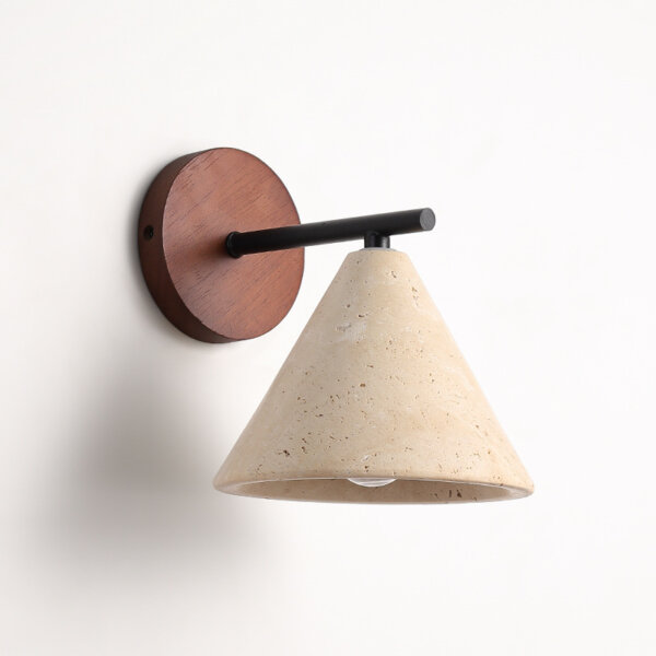 D13cm Cone Yellow Travertine LED Wall Light - 图片 4