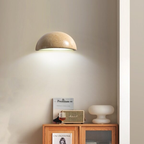 D15cm Wood Stone LED Wall Lamp - 图片 4