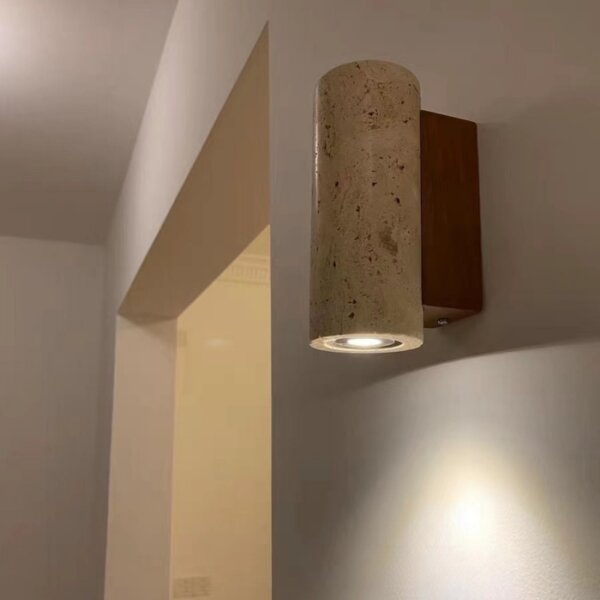 H16cm Wood Stone LED Wall Light - 图片 4