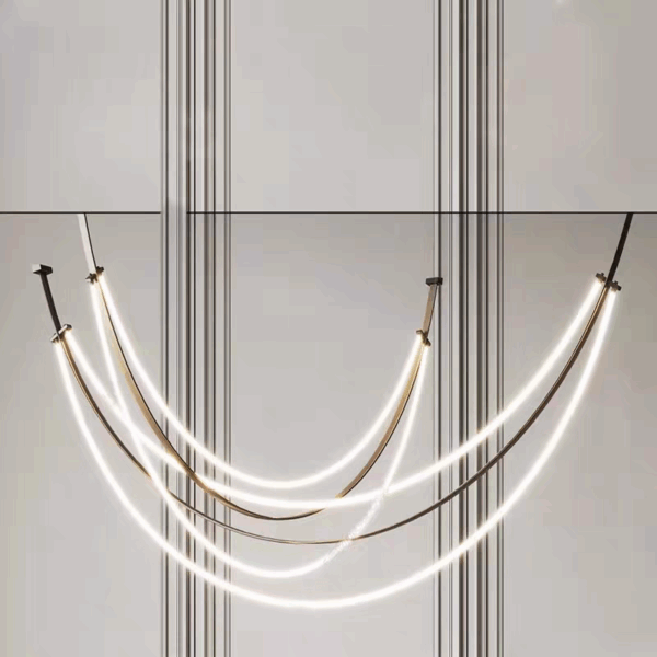 Brown White Leather Silicone Pendant Light - 图片 4