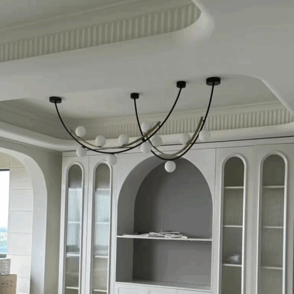 G9 Black Gold Glass Ball Iron Pendant Lamp - 图片 4