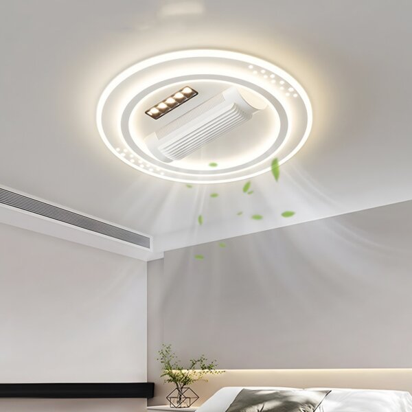 Metal White Bladeless Ceiling Fan Light - 图片 4