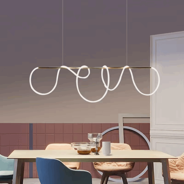 Gold White Linear Art Pendant Lamp - 图片 4