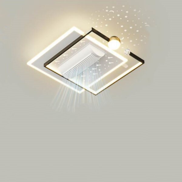 White Black Metal LED Ceiling Fan Light - 图片 4