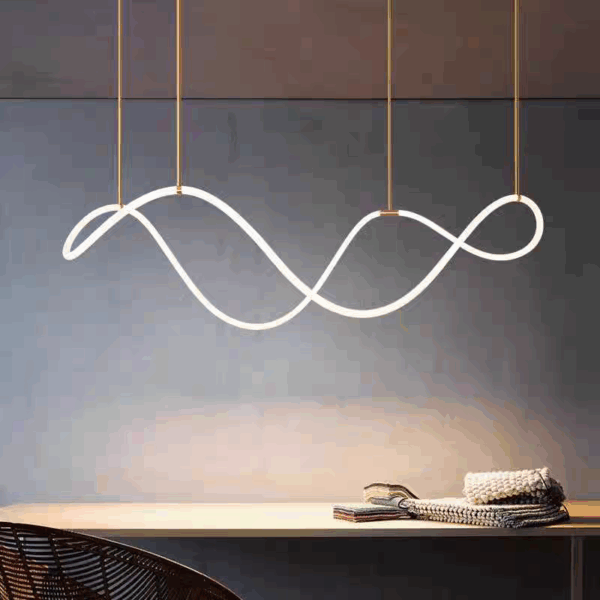 Gold White S-shaped Line Pendant Lamp - 图片 4