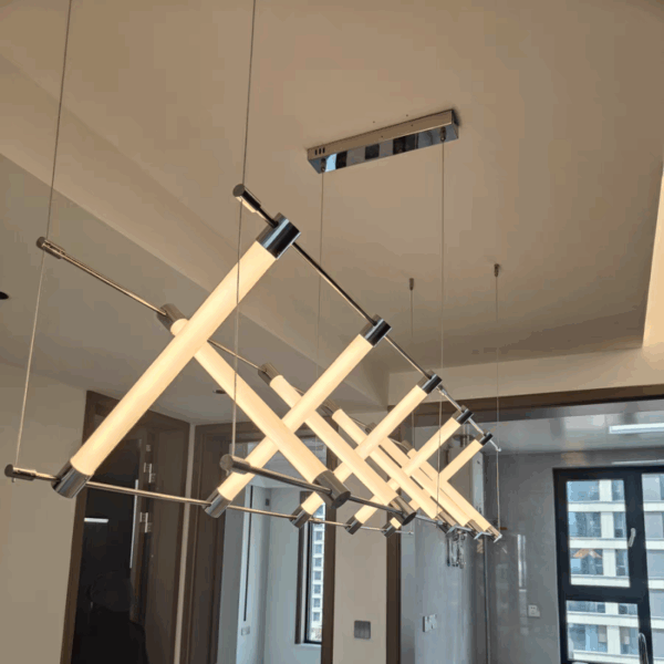Sliver Gold Glass Tube Pendant Light - 图片 4