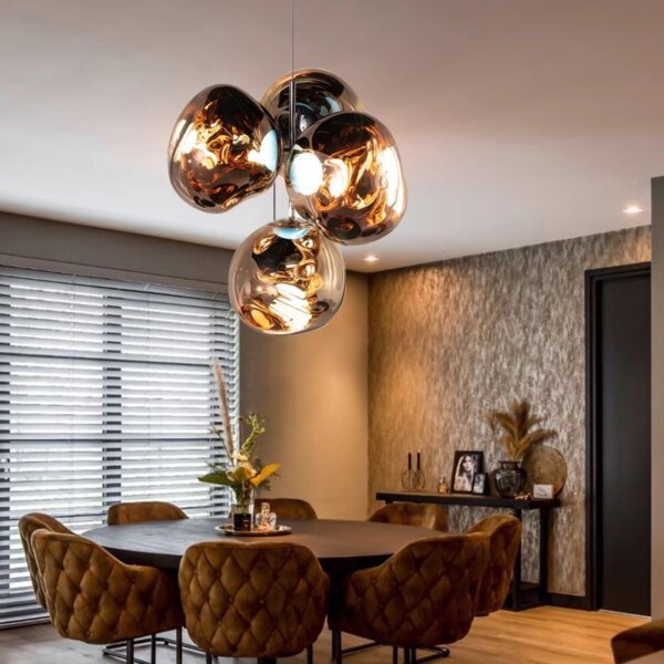 4 Heads Globe Lava Acrylic Pendant Light - 图片 4