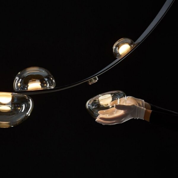 Black Leather Glass Pendant Light - 图片 4