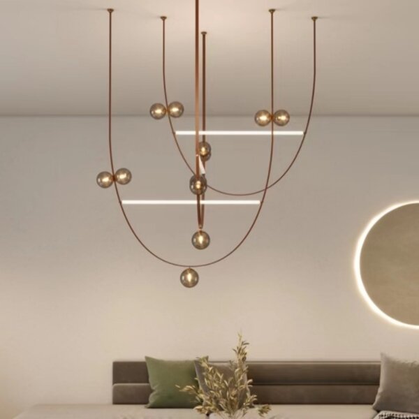 G9 Leather Glass Ball Pendant Lamp - 图片 4