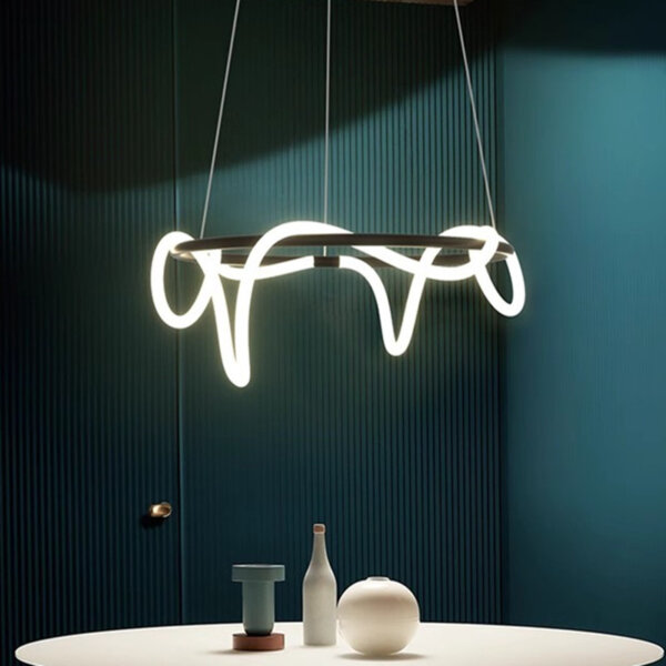 Long Strip Silicone Round Iron Pendant Lamp - 图片 4