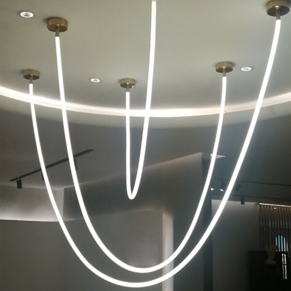 Long Strip Linear White Pendant Light - 图片 4