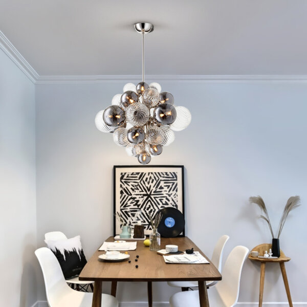G9 Silver Glass Iron Pendant Light - 图片 4