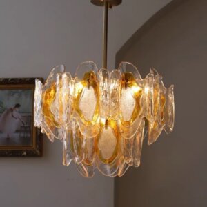 E14/E12 Amber Glass Pendant Lamp